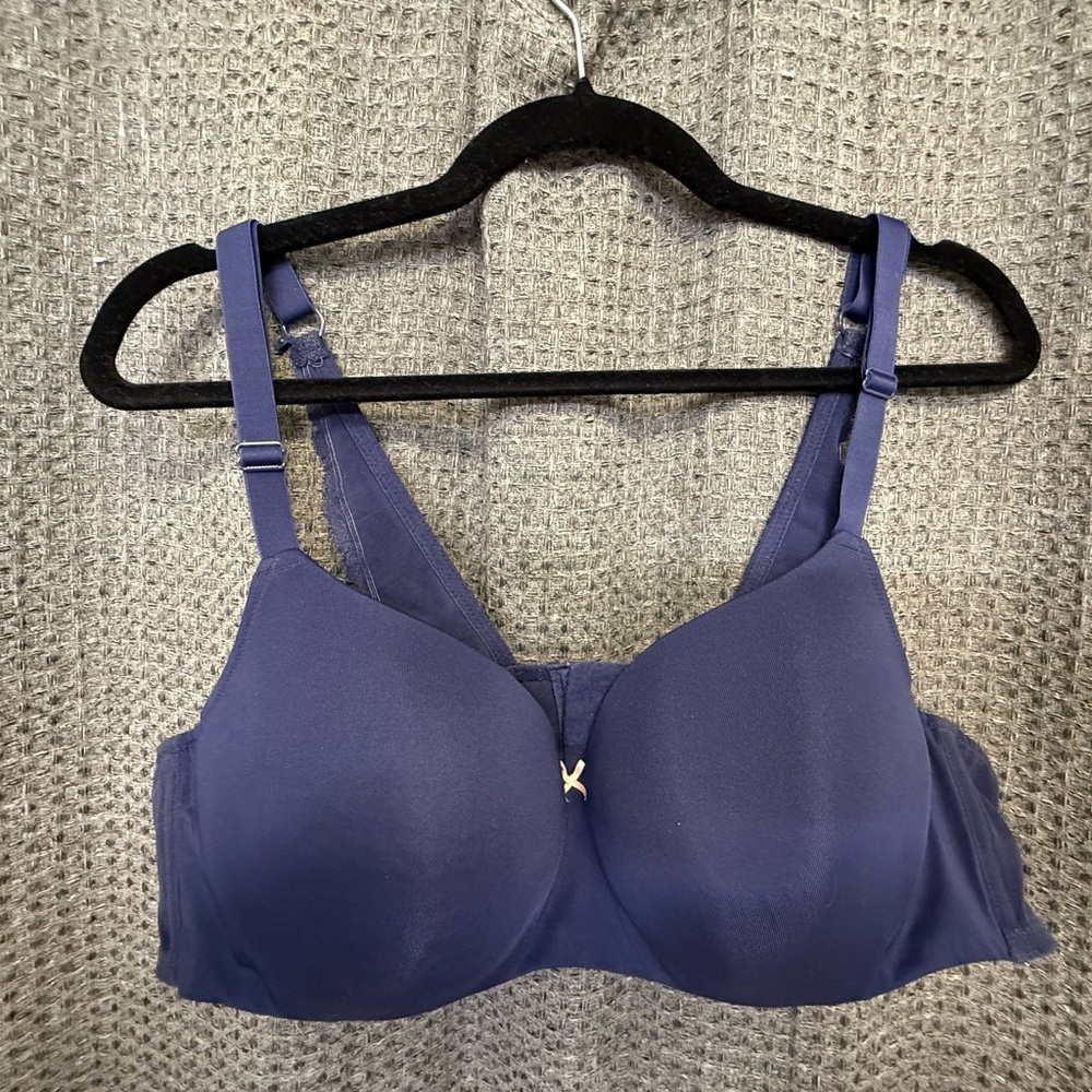 Cacique Deep Blue Molded Underwire Bra with Adjustable Straps